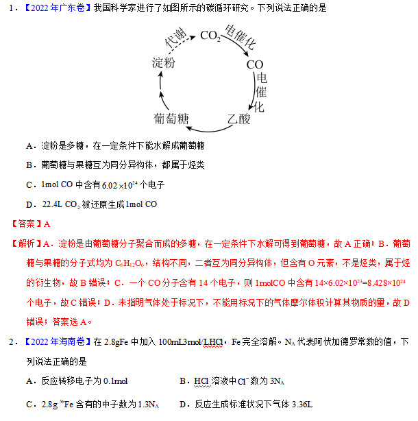 高中化学阿伏加德罗常数历年高考真题汇总专题资料