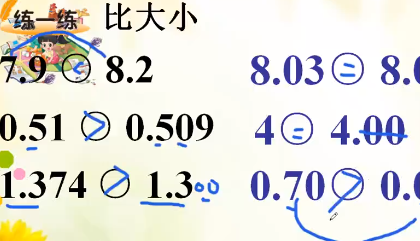 四年级数学下册小数比较大小的方法视频讲解课