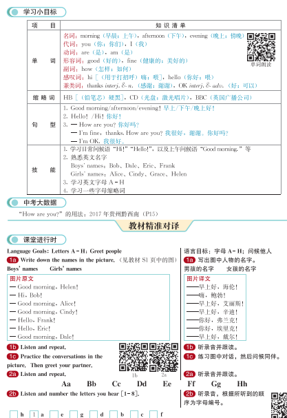 人教版英语七年级上册教材全解