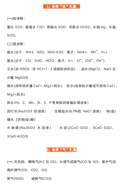 高中化学30个分类专题汇总